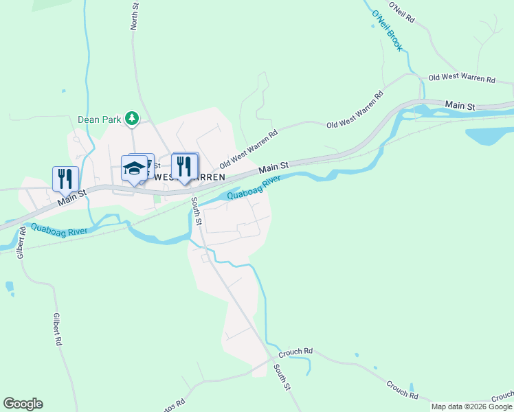map of restaurants, bars, coffee shops, grocery stores, and more near 140 Pulaski Street in Warren