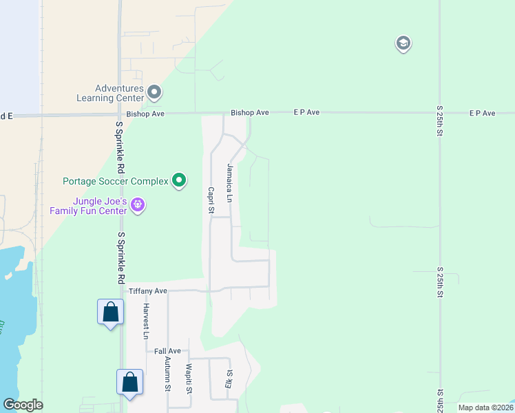 map of restaurants, bars, coffee shops, grocery stores, and more near 7331 Jamaica Lane in Portage