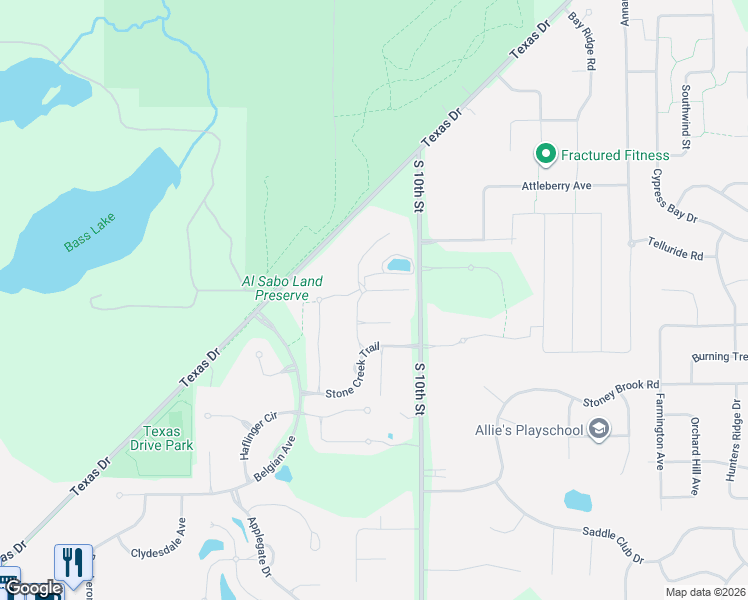 map of restaurants, bars, coffee shops, grocery stores, and more near 5901 Waters Ridge Court in Kalamazoo