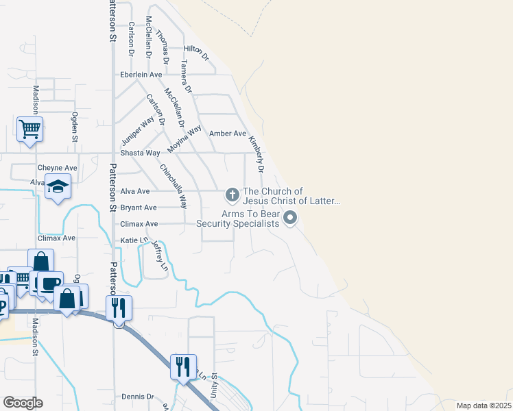 map of restaurants, bars, coffee shops, grocery stores, and more near 1909 Dawn Court in Klamath Falls