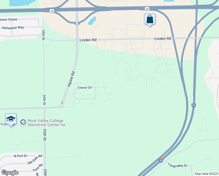 map of restaurants, bars, coffee shops, grocery stores, and more near 4734 Trevor Circle in Rockford