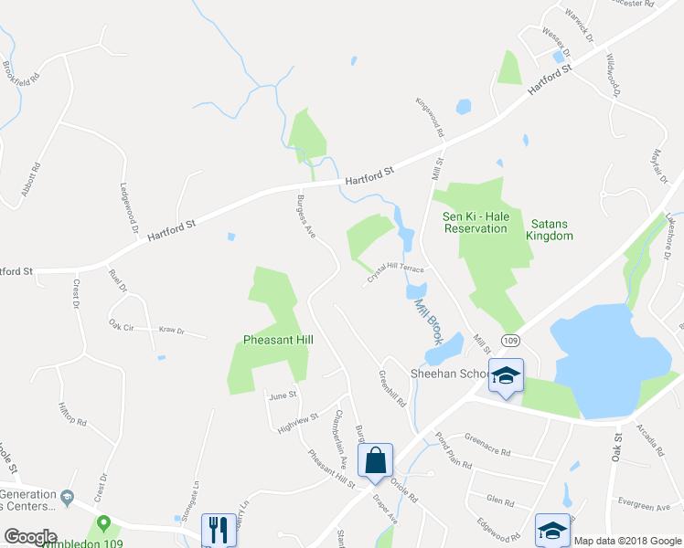 map of restaurants, bars, coffee shops, grocery stores, and more near 221 Burgess Avenue in Westwood