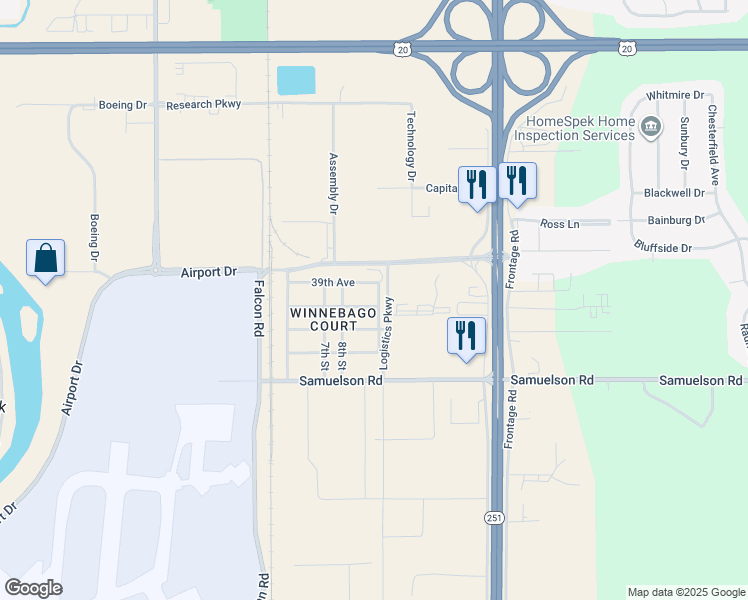 map of restaurants, bars, coffee shops, grocery stores, and more near 4007 9th Street in Rockford