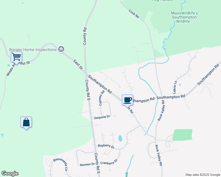 map of restaurants, bars, coffee shops, grocery stores, and more near 413 Southampton Road in Holyoke
