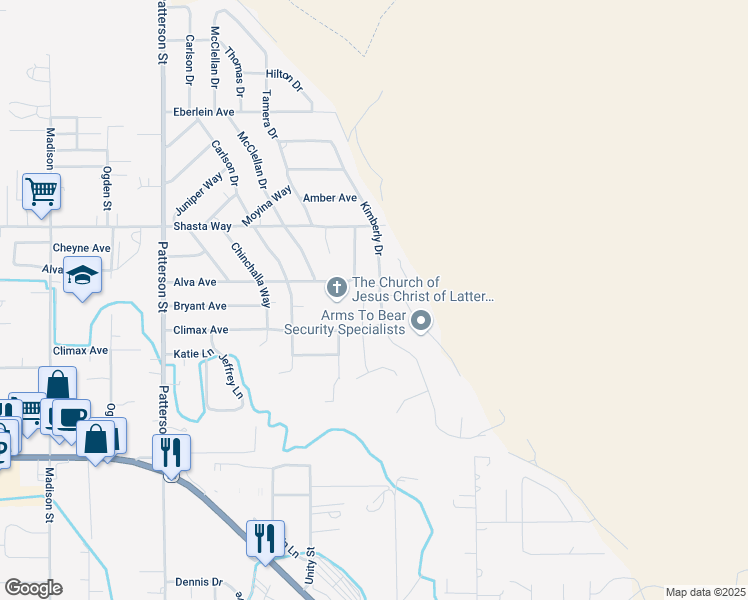 map of restaurants, bars, coffee shops, grocery stores, and more near 1909 Dawn Court in Klamath Falls