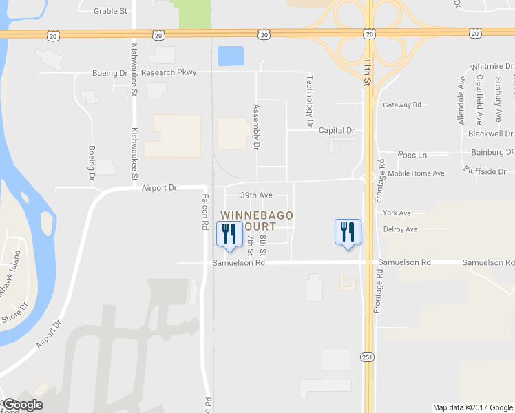 map of restaurants, bars, coffee shops, grocery stores, and more near 1126 40th Avenue in Rockford