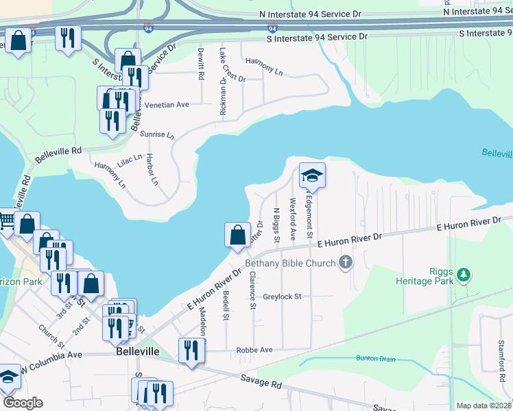 map of restaurants, bars, coffee shops, grocery stores, and more near 87 Potter Drive in Belleville
