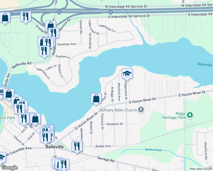map of restaurants, bars, coffee shops, grocery stores, and more near 87 Potter Drive in Belleville