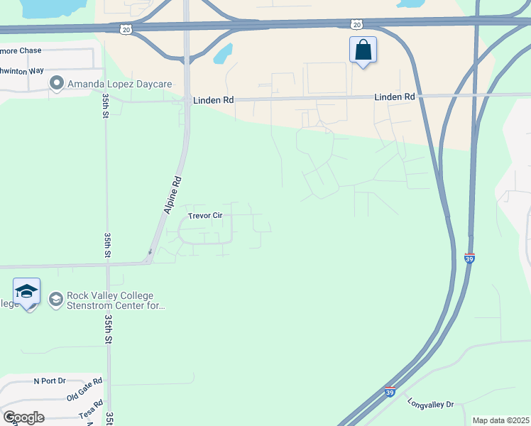 map of restaurants, bars, coffee shops, grocery stores, and more near 4734 Trevor Circle in Rockford