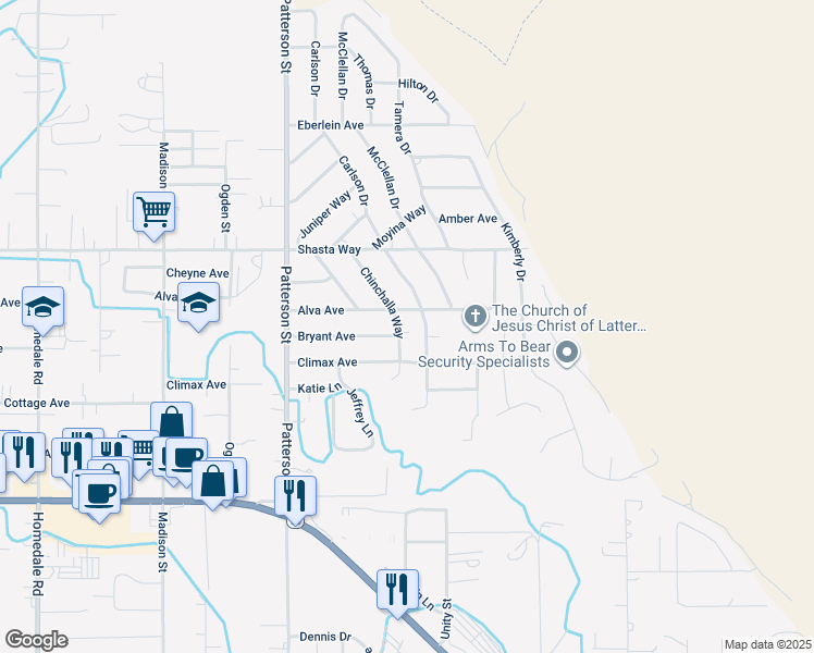 map of restaurants, bars, coffee shops, grocery stores, and more near 1809 Chinchalla Way in Klamath Falls