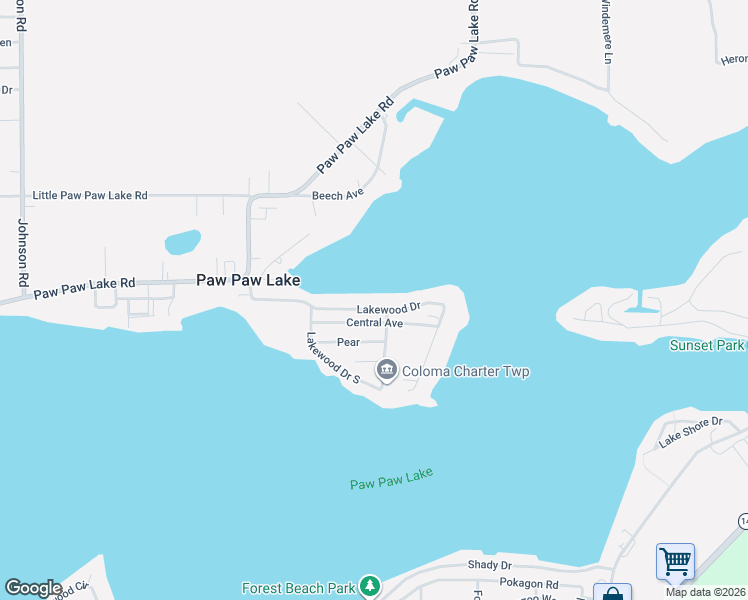 map of restaurants, bars, coffee shops, grocery stores, and more near 7909 Lakewood Dr S in Coloma