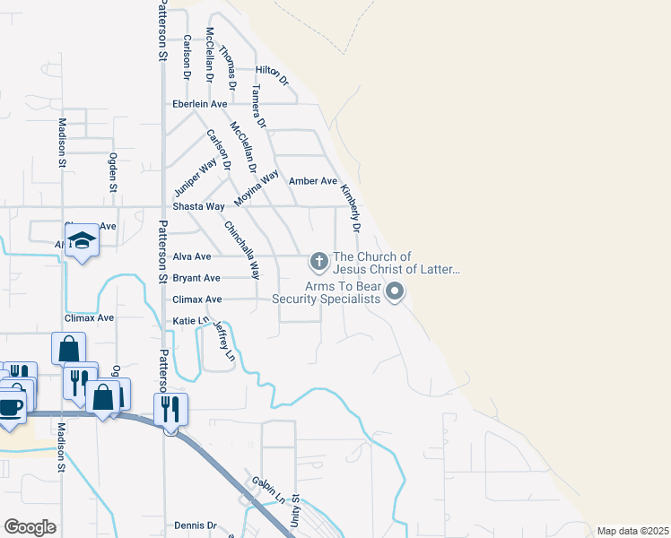 map of restaurants, bars, coffee shops, grocery stores, and more near 1902 Dawn Court in Klamath Falls