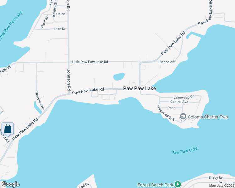 map of restaurants, bars, coffee shops, grocery stores, and more near 5579 Paw Paw Lake Road in Coloma