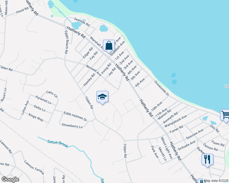 map of restaurants, bars, coffee shops, grocery stores, and more near 9 Ermine Street in Scituate
