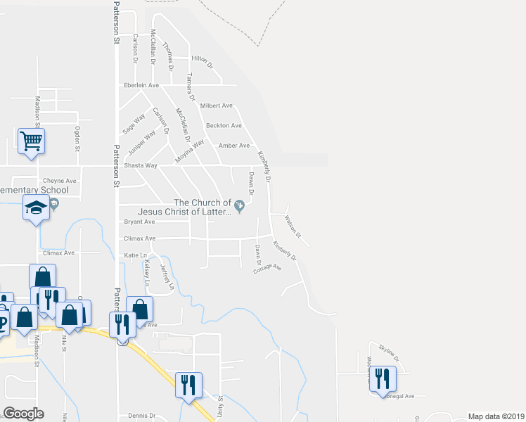 map of restaurants, bars, coffee shops, grocery stores, and more near 1909 Dawn Court in Klamath Falls