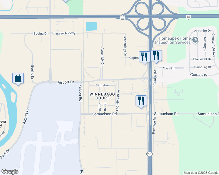 map of restaurants, bars, coffee shops, grocery stores, and more near 4007 9th Street in Rockford