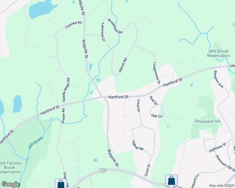 map of restaurants, bars, coffee shops, grocery stores, and more near 35 Hartford Street in Dover