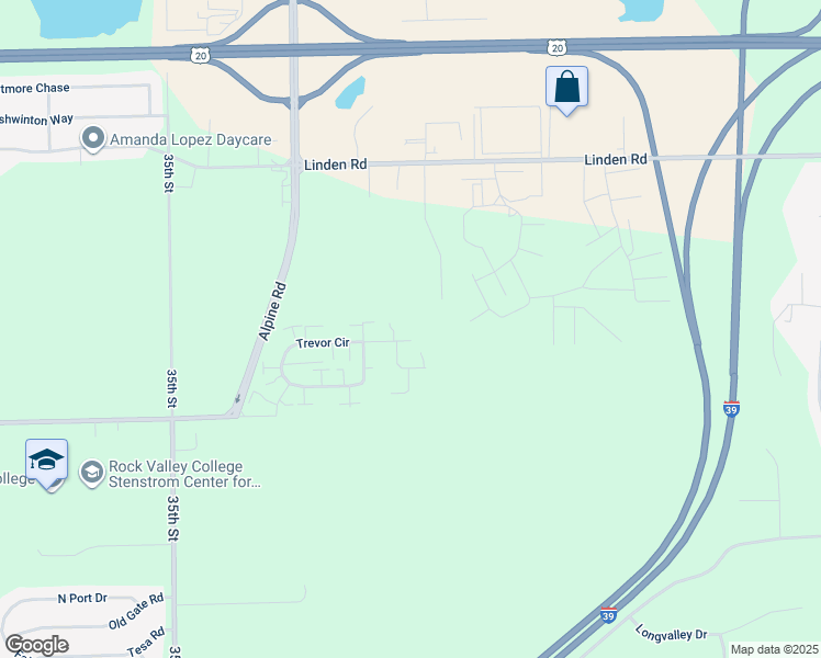 map of restaurants, bars, coffee shops, grocery stores, and more near 4734 Trevor Circle in Rockford