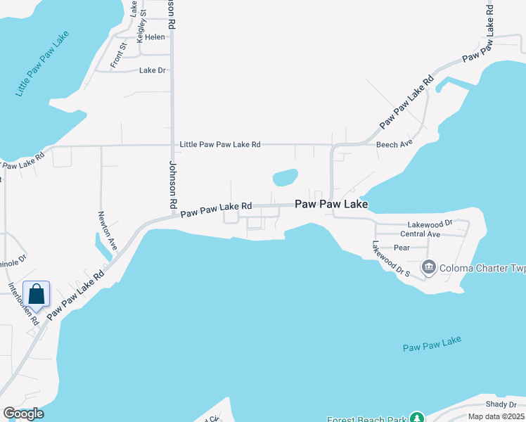 map of restaurants, bars, coffee shops, grocery stores, and more near 5579 Paw Paw Lake Road in Coloma