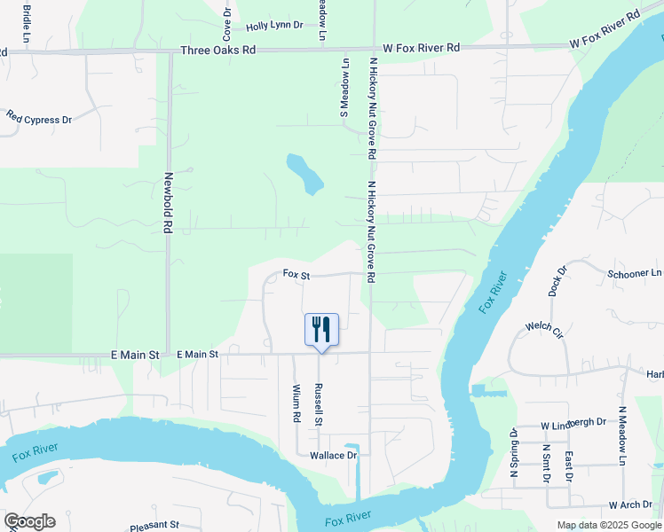 map of restaurants, bars, coffee shops, grocery stores, and more near 120 Fox Street in Cary