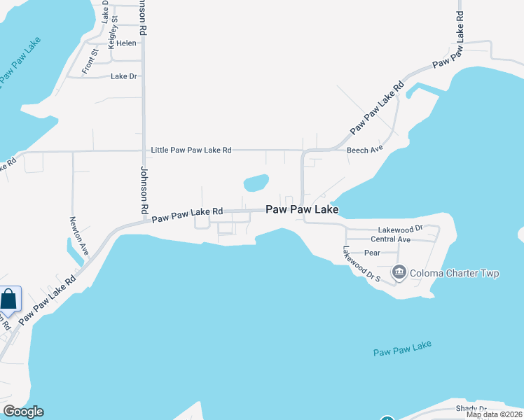 map of restaurants, bars, coffee shops, grocery stores, and more near 5584 Paw Paw Lake Road in Coloma