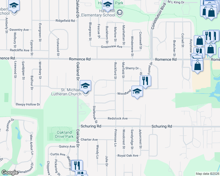 map of restaurants, bars, coffee shops, grocery stores, and more near 7141 Carlsbrook Lane in Portage