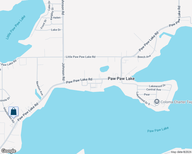 map of restaurants, bars, coffee shops, grocery stores, and more near 5566 Paw Paw Lake Road in Coloma