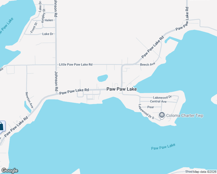 map of restaurants, bars, coffee shops, grocery stores, and more near 5584 Paw Paw Lake Road in Coloma