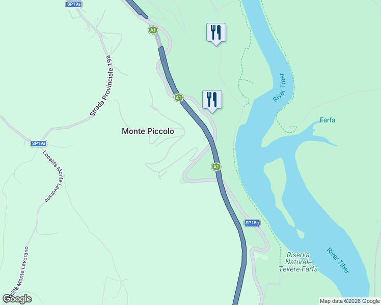 map of restaurants, bars, coffee shops, grocery stores, and more near 63 Via di Monte Piccolo in Città metropolitana di Roma Capitale