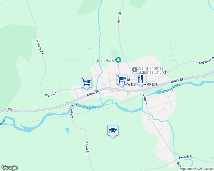 map of restaurants, bars, coffee shops, grocery stores, and more near 31 Summer Street in Warren