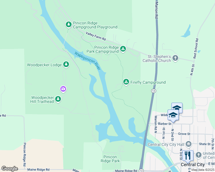 map of restaurants, bars, coffee shops, grocery stores, and more near 4850 Riverbank Lane in Central City