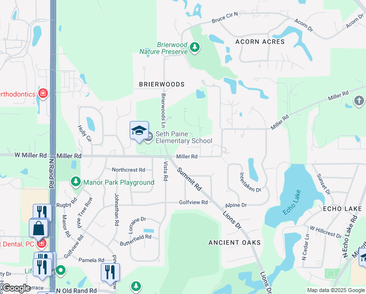 map of restaurants, bars, coffee shops, grocery stores, and more near 101 Lucy Court in Lake Zurich