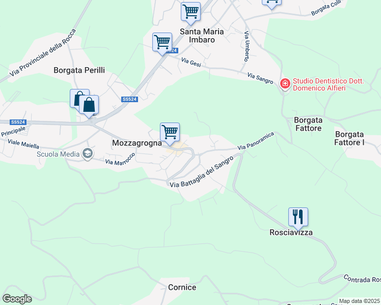 map of restaurants, bars, coffee shops, grocery stores, and more near in Mozzagrogna