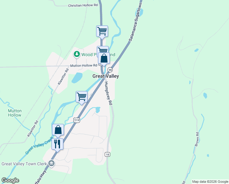 map of restaurants, bars, coffee shops, grocery stores, and more near 5980 Humphrey Road in Great Valley