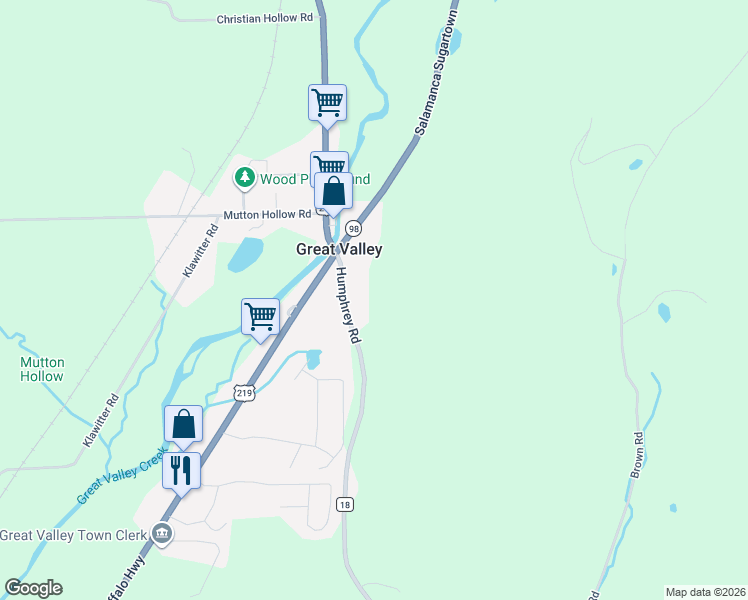 map of restaurants, bars, coffee shops, grocery stores, and more near 5980 Humphrey Road in Great Valley
