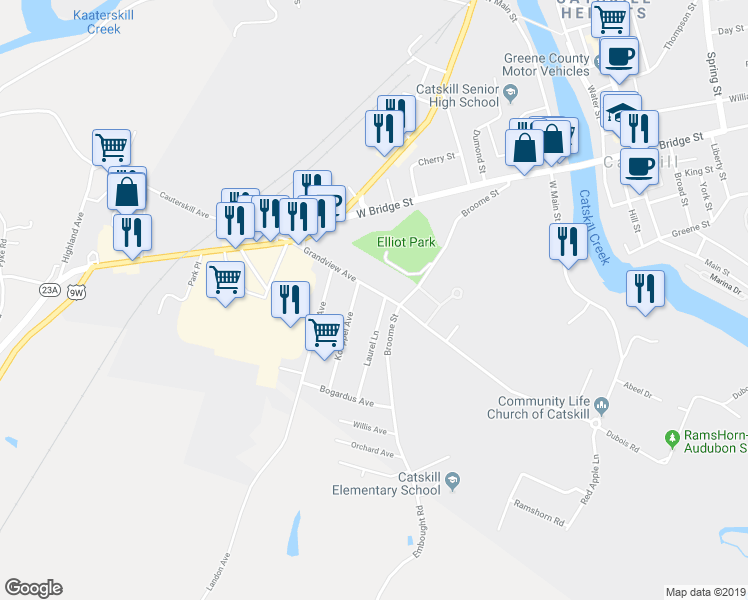 map of restaurants, bars, coffee shops, grocery stores, and more near 5 Koeppel Avenue in Catskill