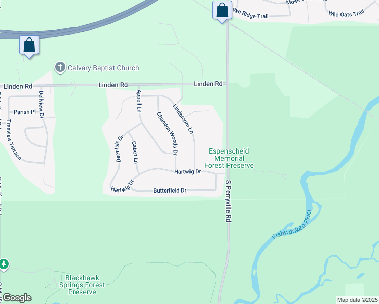 map of restaurants, bars, coffee shops, grocery stores, and more near 4797 Lindbloom Lane in Cherry Valley