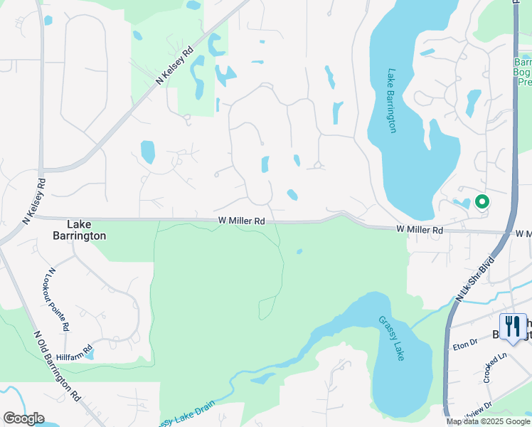 map of restaurants, bars, coffee shops, grocery stores, and more near 2420 Oak Hill Road in Lake Barrington