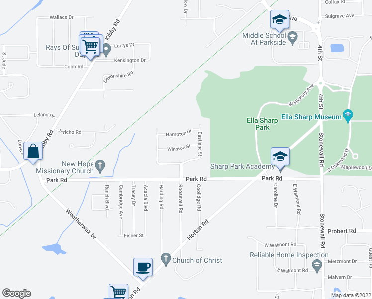 map of restaurants, bars, coffee shops, grocery stores, and more near 1211 Winston Street in Jackson