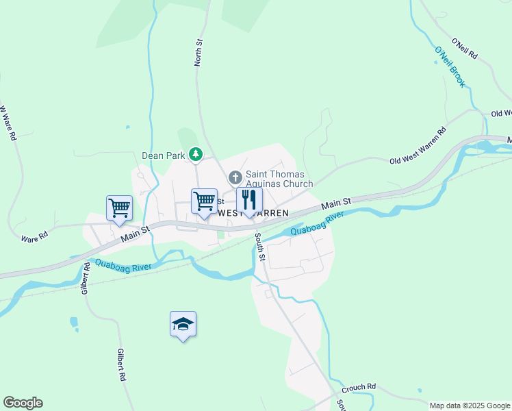map of restaurants, bars, coffee shops, grocery stores, and more near in Warren