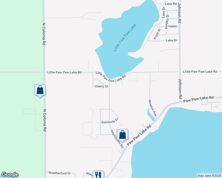map of restaurants, bars, coffee shops, grocery stores, and more near 5520 Interlochen Road in Coloma charter Township