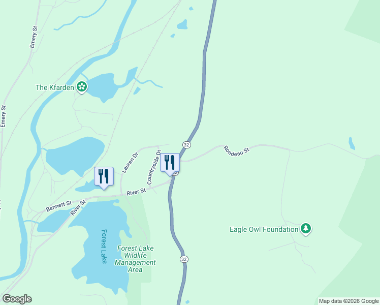 map of restaurants, bars, coffee shops, grocery stores, and more near 1340 Ware Street in Palmer