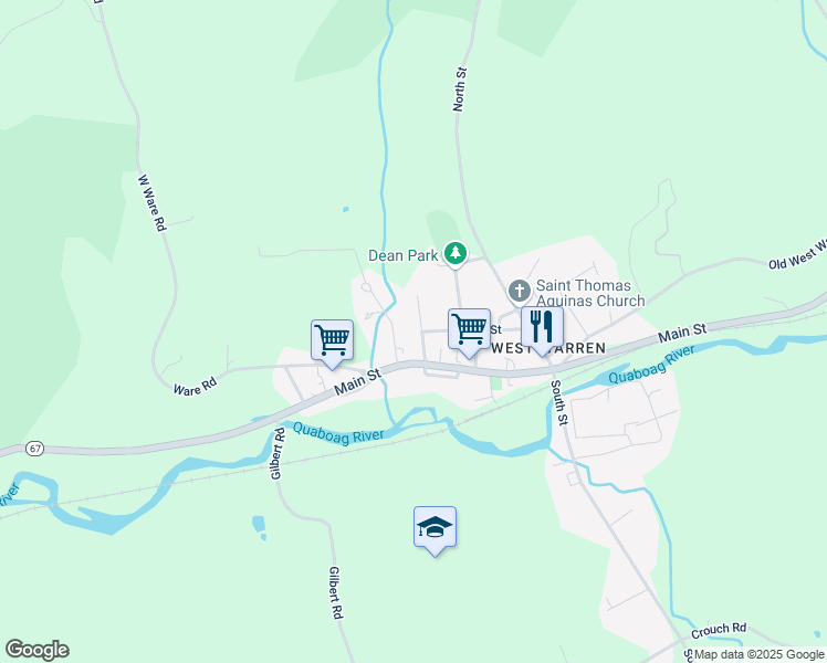 map of restaurants, bars, coffee shops, grocery stores, and more near 31 Summer Street in Warren