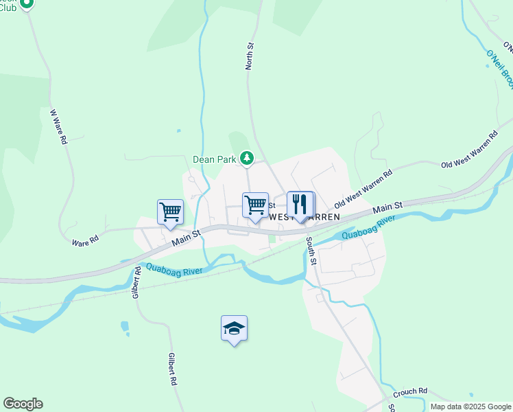 map of restaurants, bars, coffee shops, grocery stores, and more near 77 Chapel Street in Warren