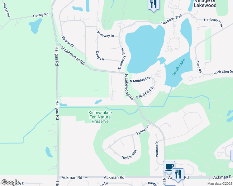 map of restaurants, bars, coffee shops, grocery stores, and more near 8010 Dunhill Drive in Village of Lakewood
