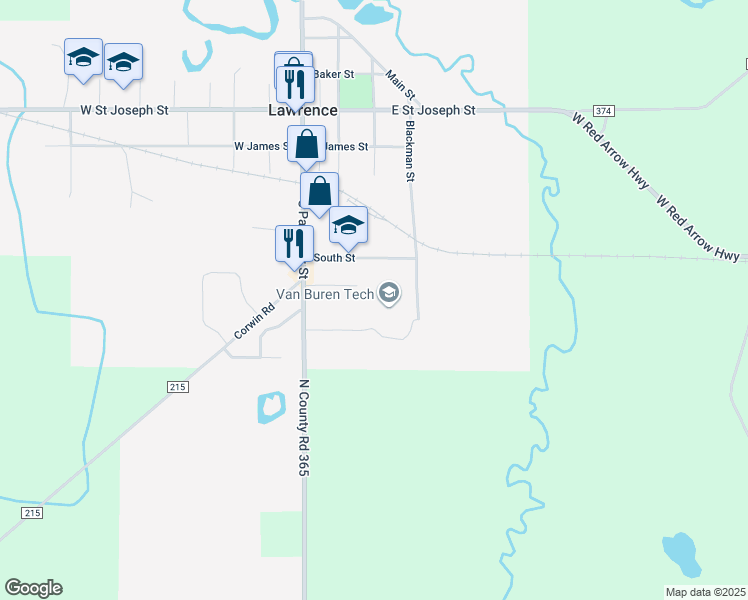 map of restaurants, bars, coffee shops, grocery stores, and more near 732-798 Blackman Street in Lawrence