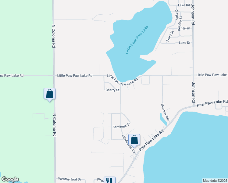 map of restaurants, bars, coffee shops, grocery stores, and more near 6820 Cherry Street in Coloma