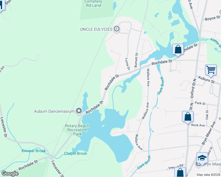 map of restaurants, bars, coffee shops, grocery stores, and more near 103 Rochdale Street in Auburn
