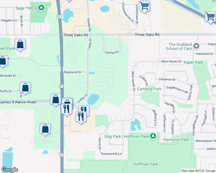 map of restaurants, bars, coffee shops, grocery stores, and more near 1030 Lutter Drive in Crystal Lake