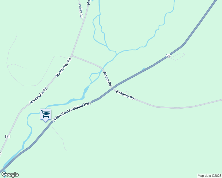 map of restaurants, bars, coffee shops, grocery stores, and more near 2974 Union Center Maine Hwy in Johnson City